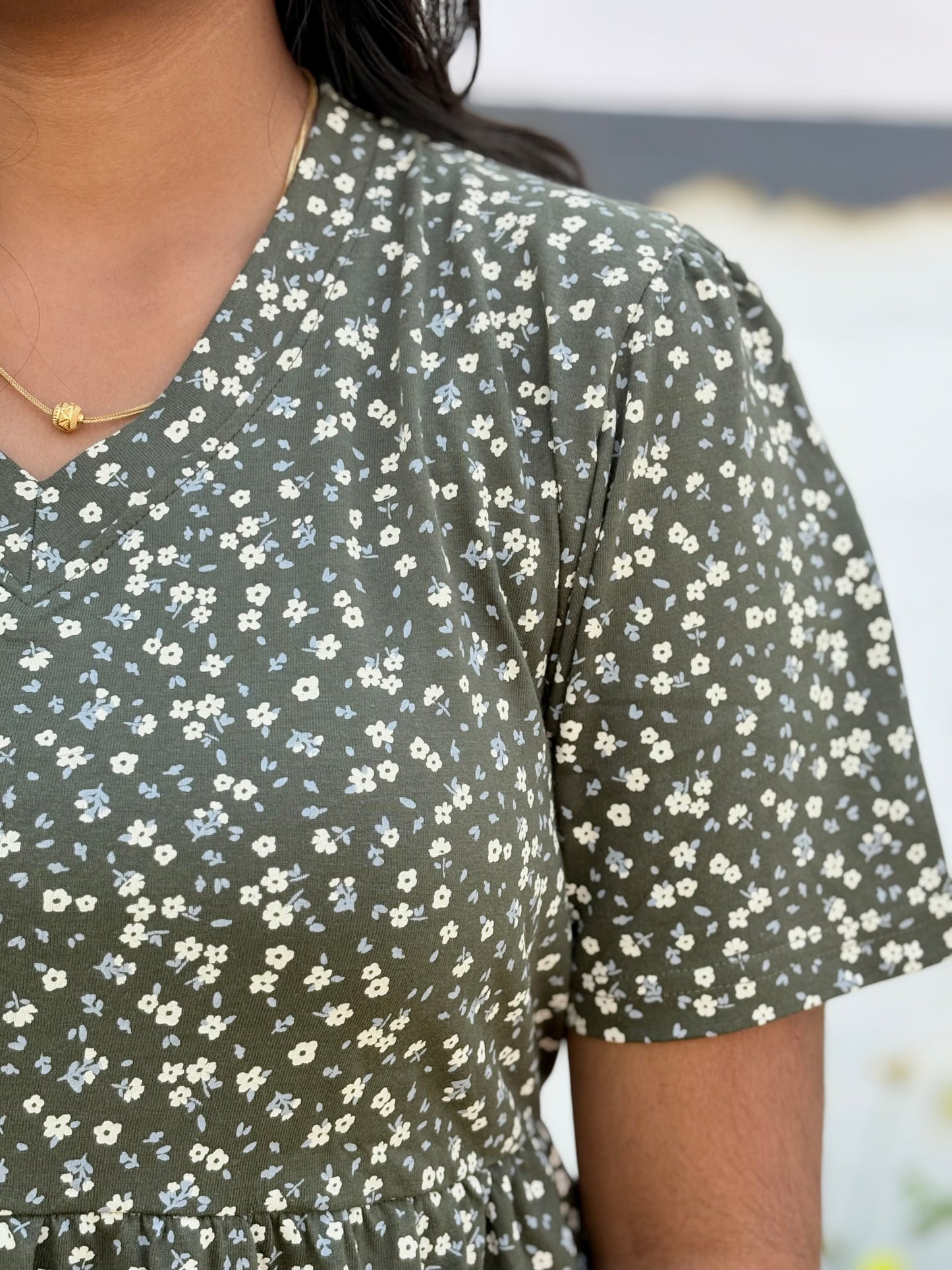 Olive bloom Cotton maxi
