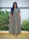 Olive bloom Cotton maxi