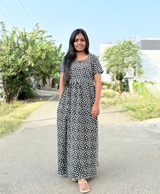 Black blossoms Full length Maxi