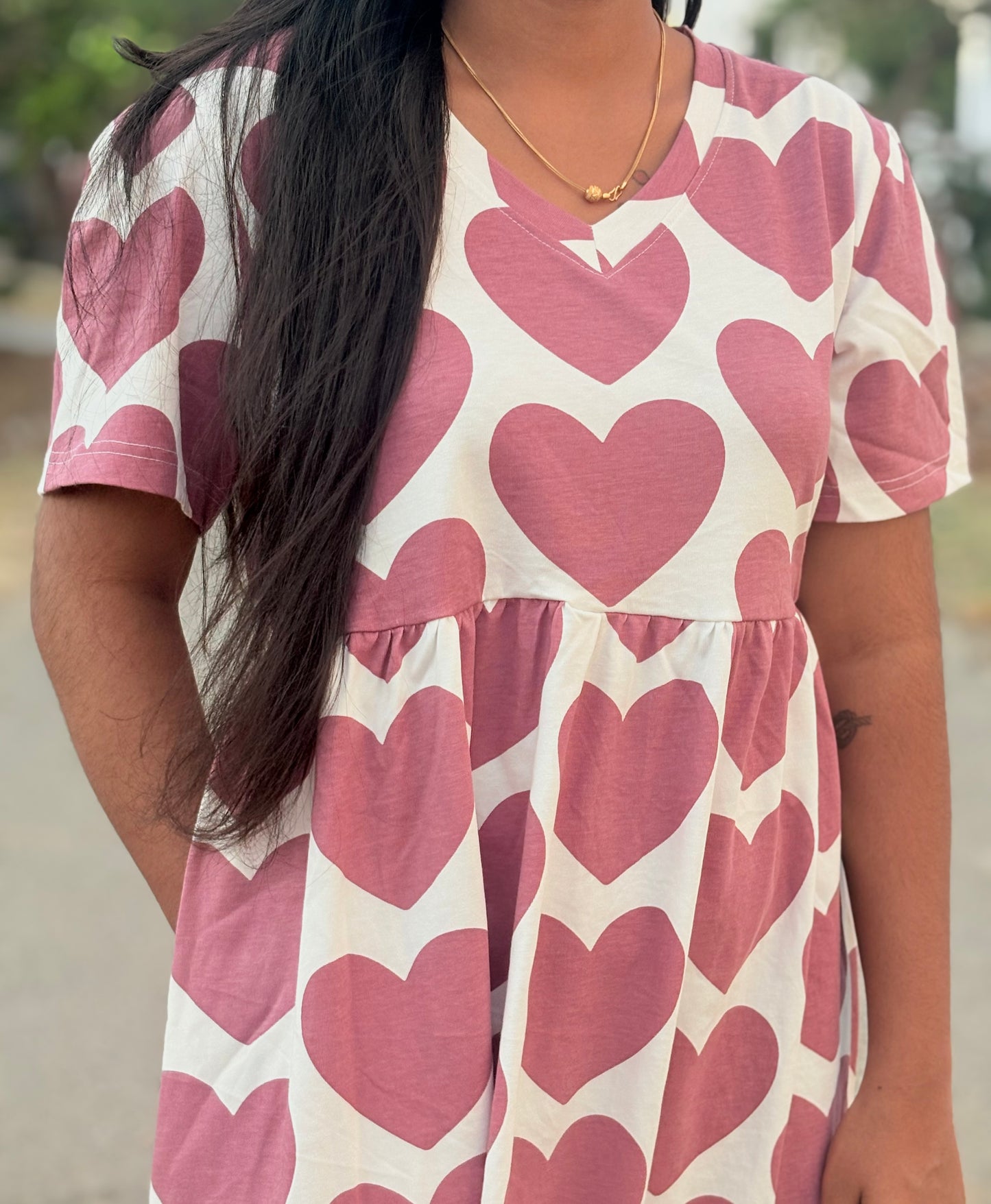 Pink Heart Cotton maxi