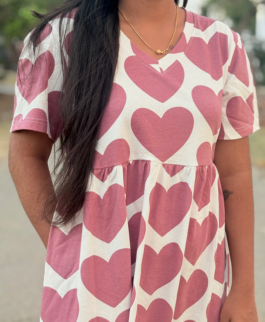 Pink Heart Cotton maxi