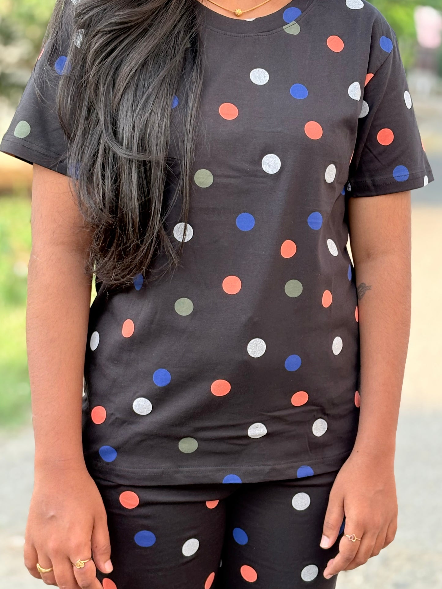 Black Multi Dots Lounge Set