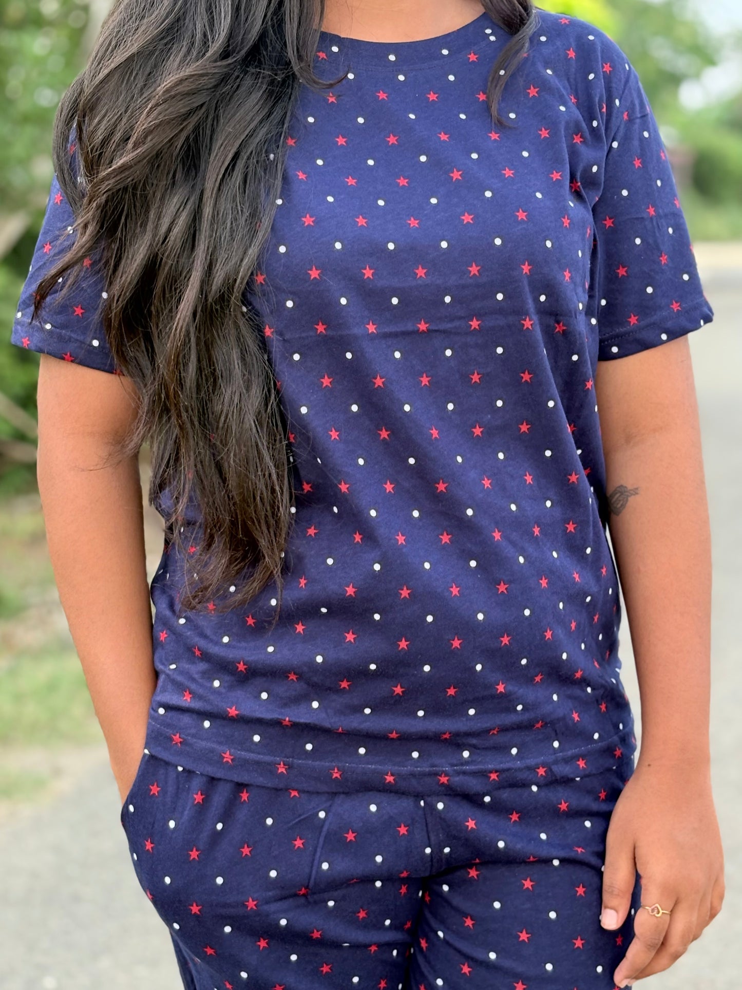 Red starlit Navy lounge set
