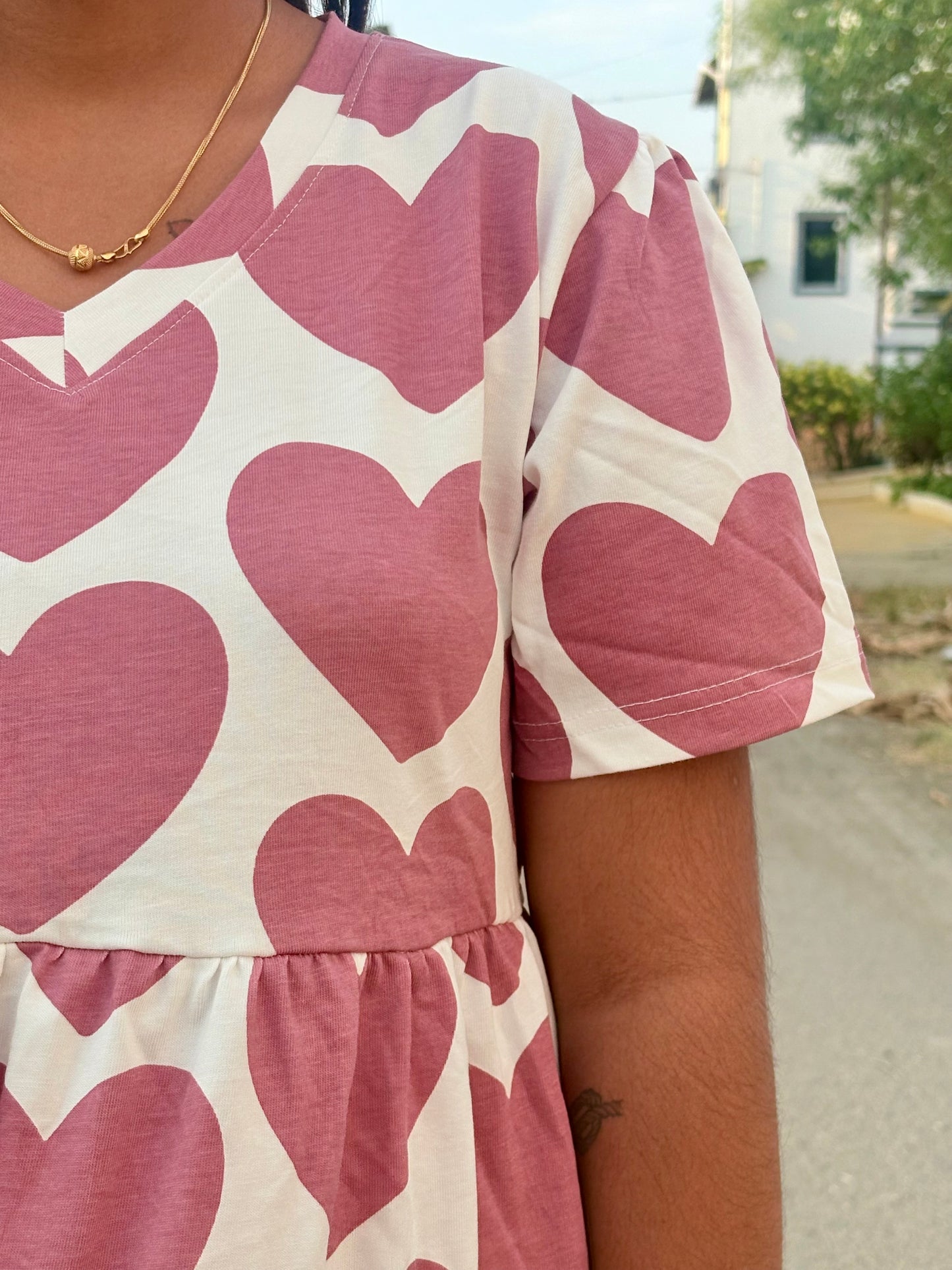 Pink Heart Cotton maxi
