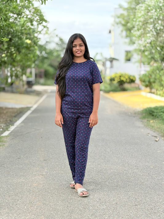 Red starlit Navy lounge set