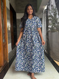 Blue Floral Cotton maxi