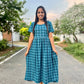 Blue Checks Calf Length Maxi