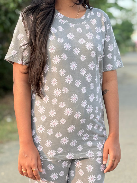 Grey Petals Lounge Set