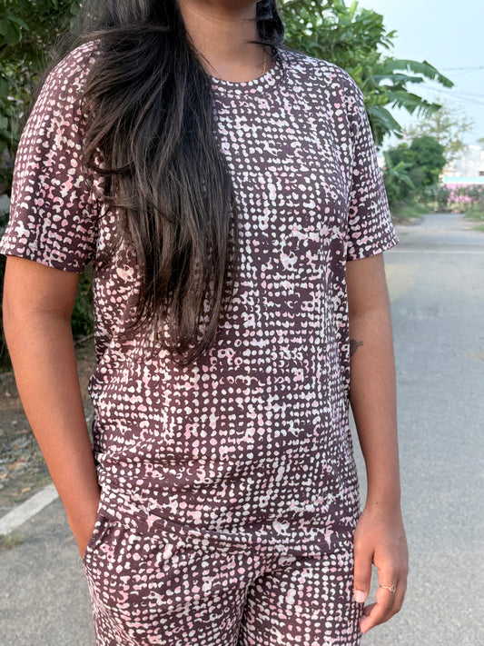 Mauve Animal Print Lounge Set