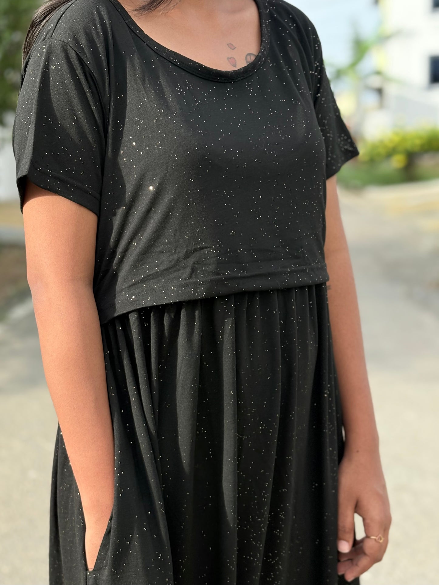 Black Glitter Full length Maxi