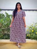 Wine Autumn Leaf cotton maxi