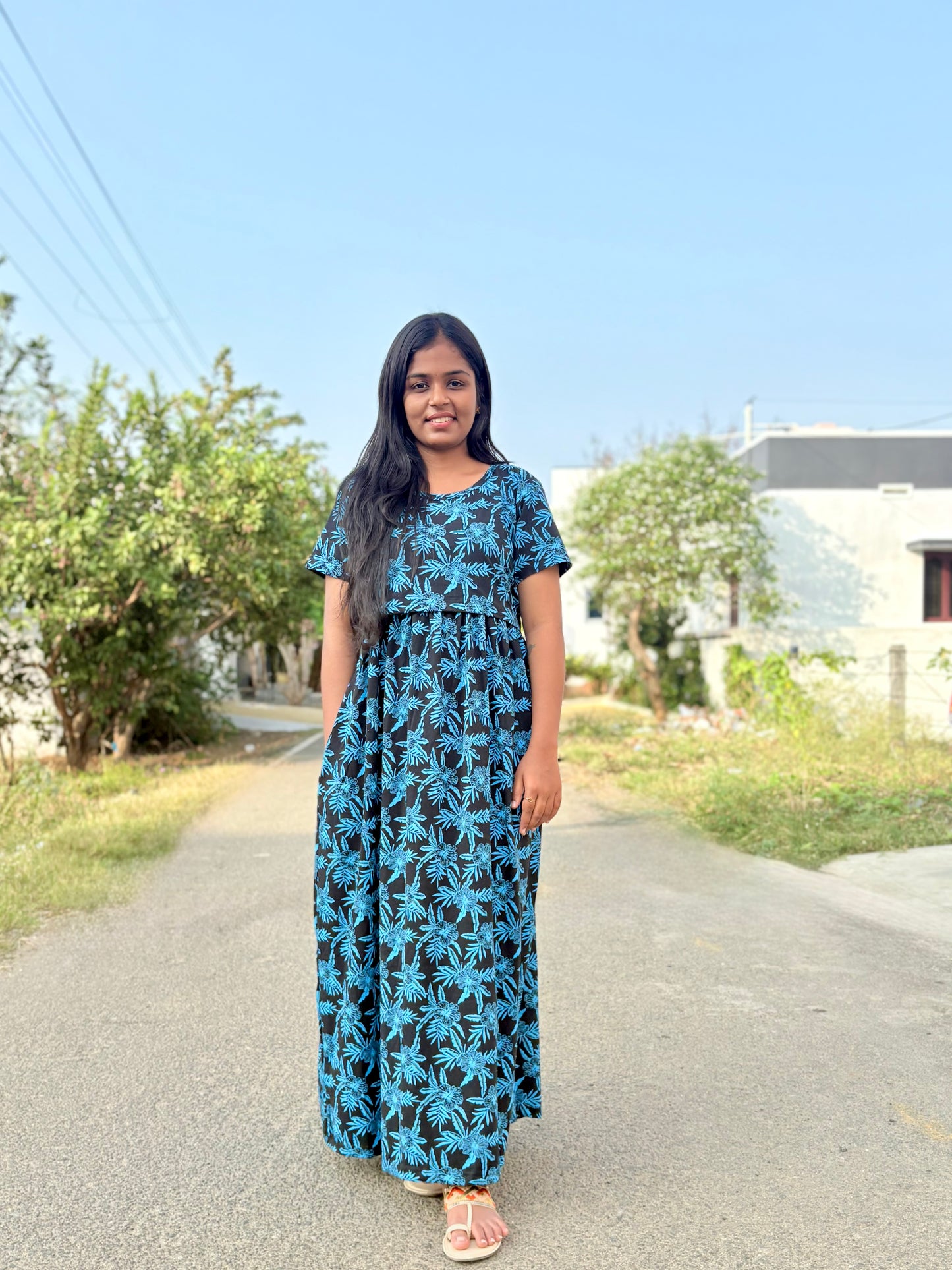 Blue Hibiscus Full length maxi