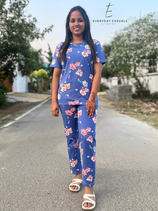 Blue Blossoms Lounge Set