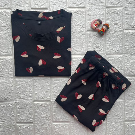 Black Dual Heart Lounge Set