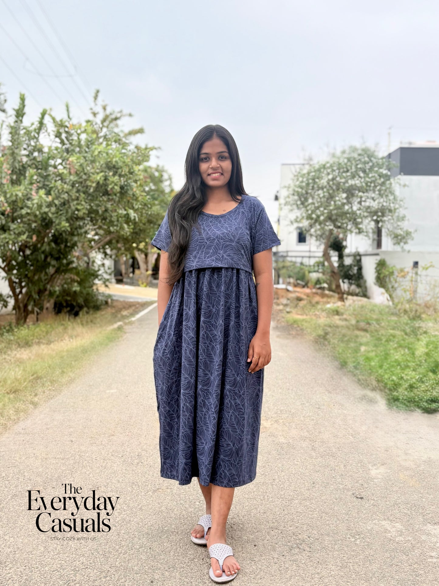 Autumn Blue Calf Length Maxi