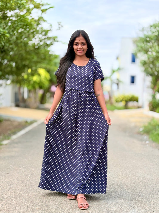 Blue Dots Full length Maxi