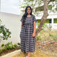Grey Classic Checks Calf Length Maxi