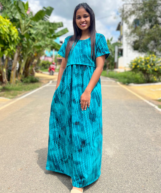 Teal Stripes Full Length Maxi