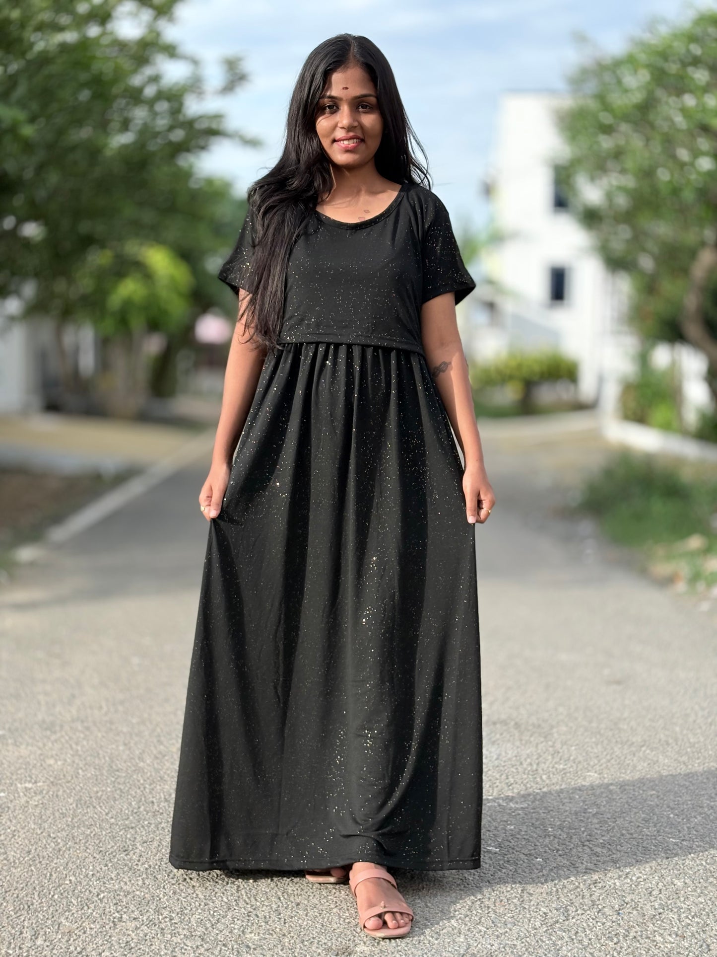 Black Glitter Full length Maxi