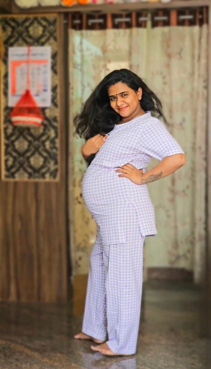 Purple Checks Feeding Loungewear