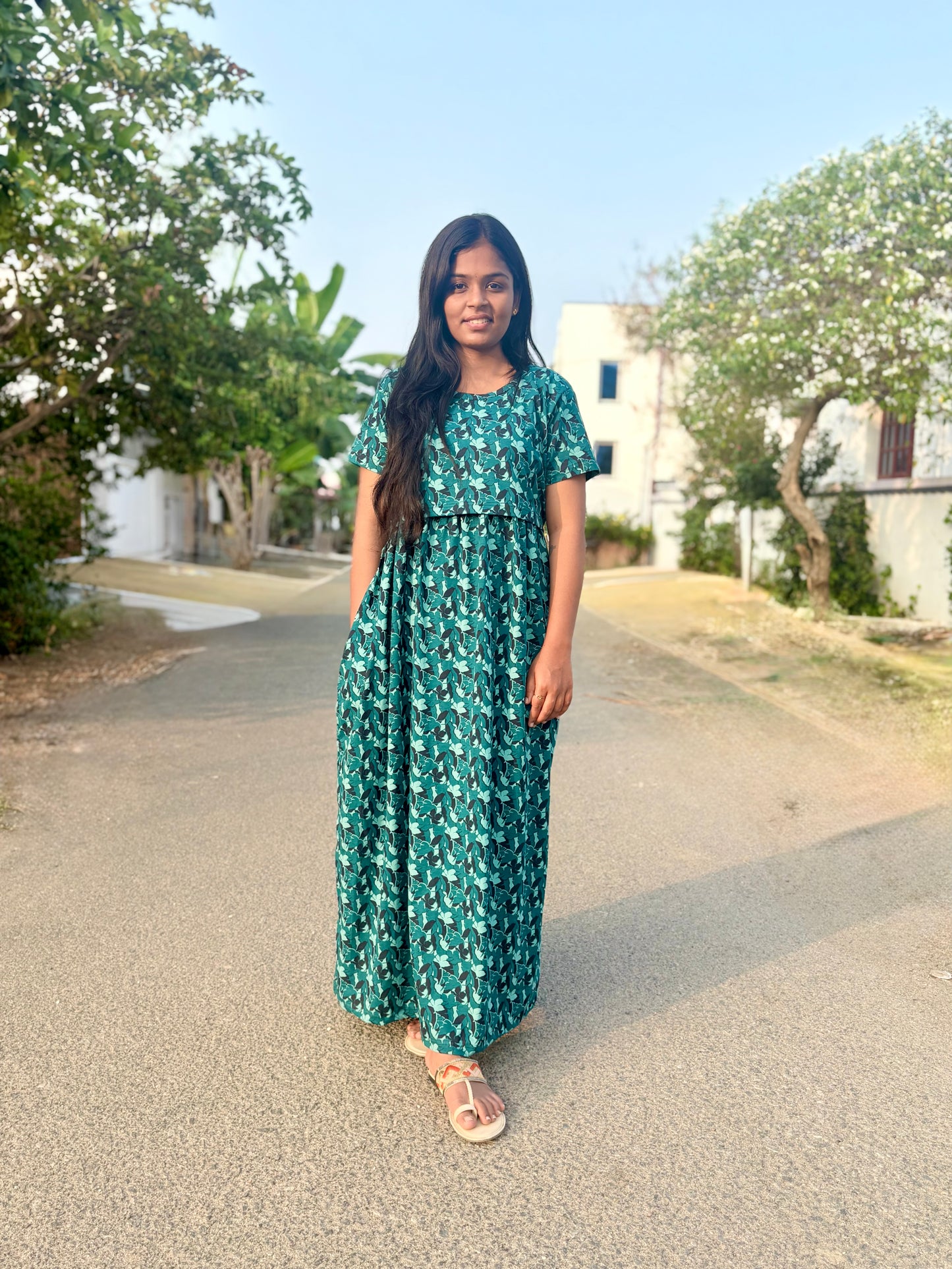 Teal Floral Full length maxi