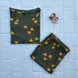 Olive Mini Hearts Lounge Set