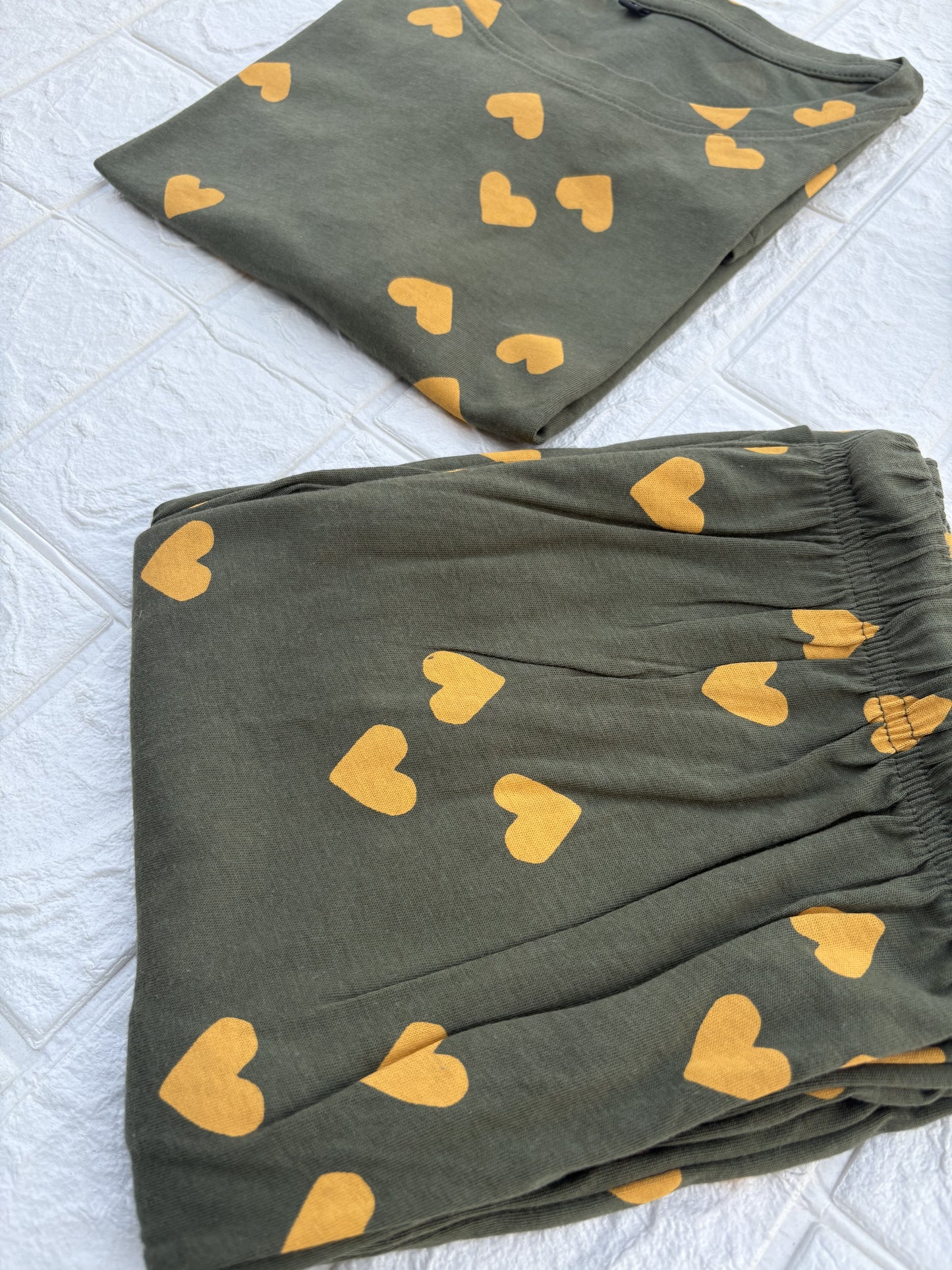 Olive Mini Hearts Lounge Set