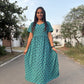 Green Zig-Zag Calf Length Maxi