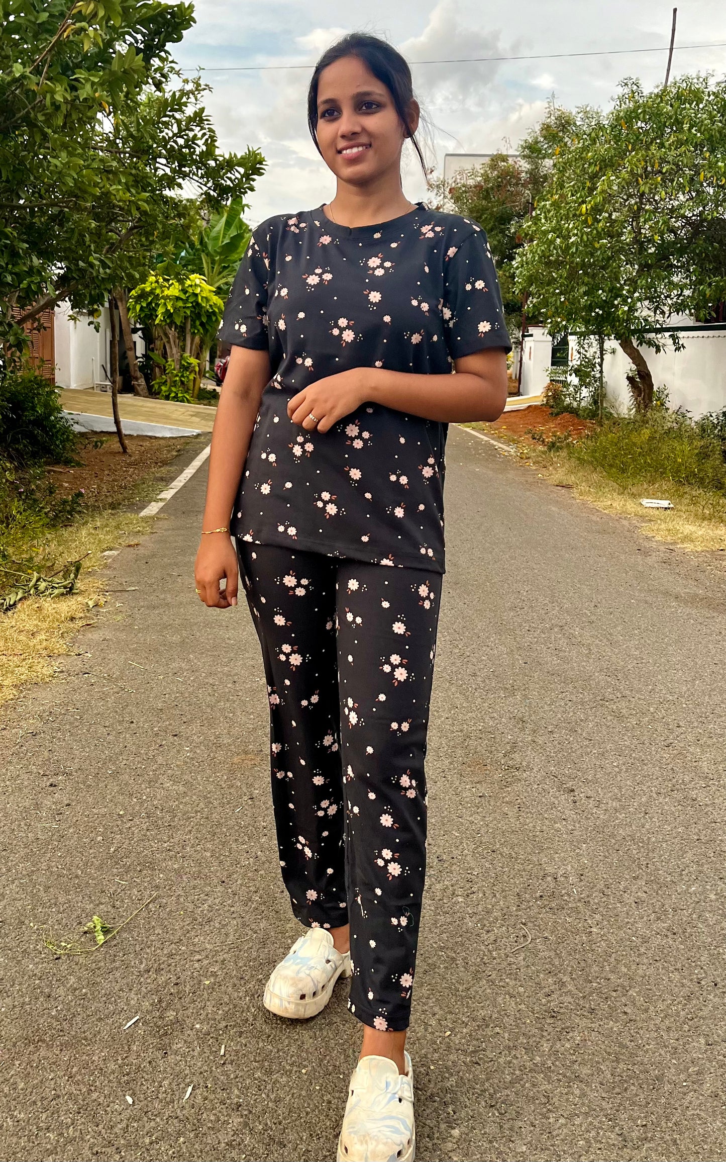 Black Petals Lounge Set