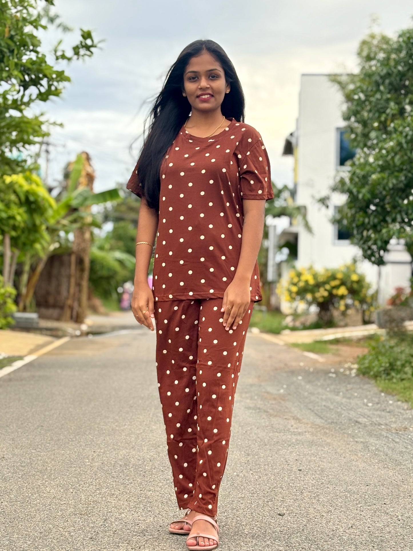 Brown Dot Lounge Set