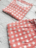 Peach Checks Lounge Set
