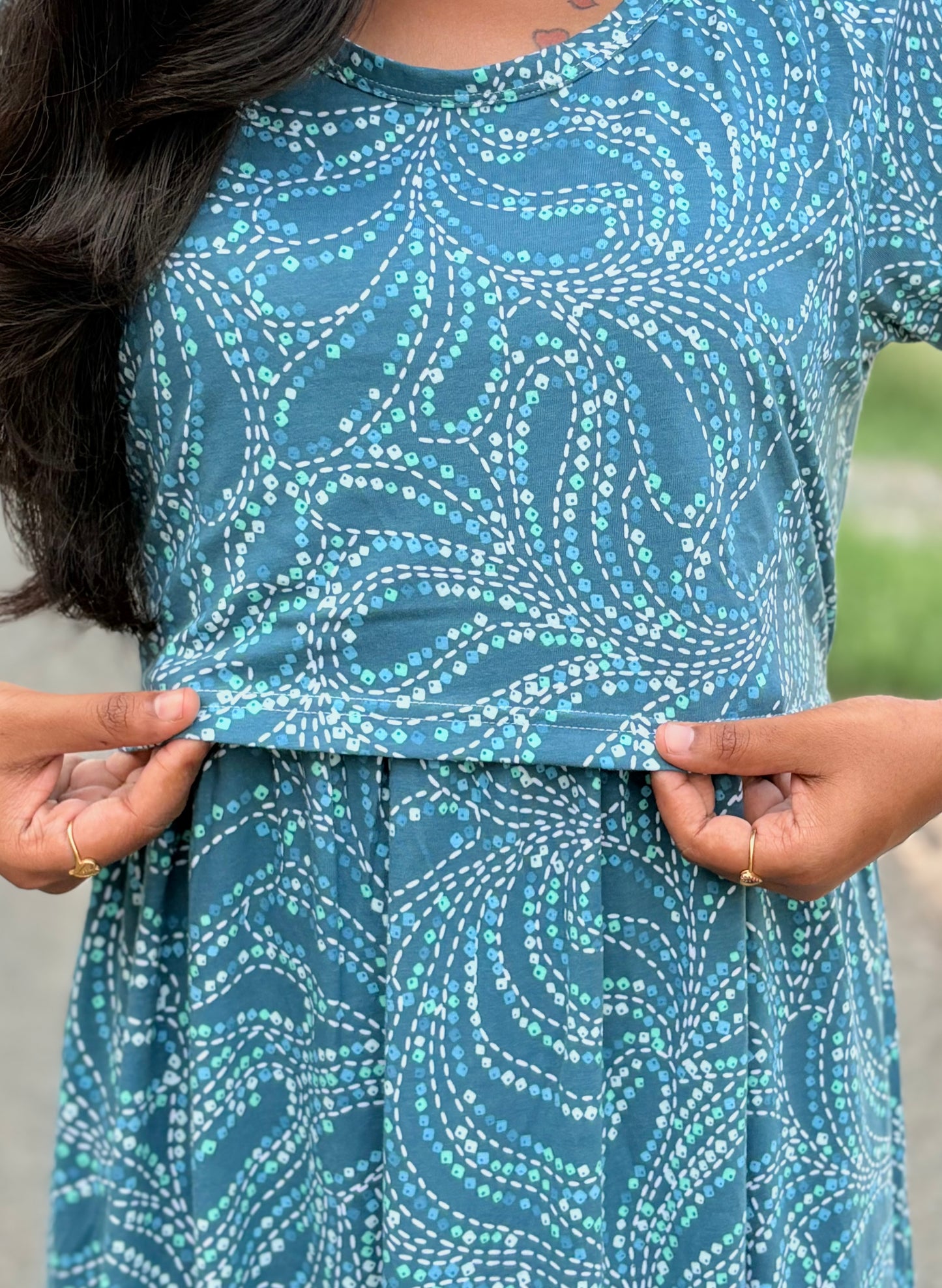 Blue Rangoli Full Length Maxi