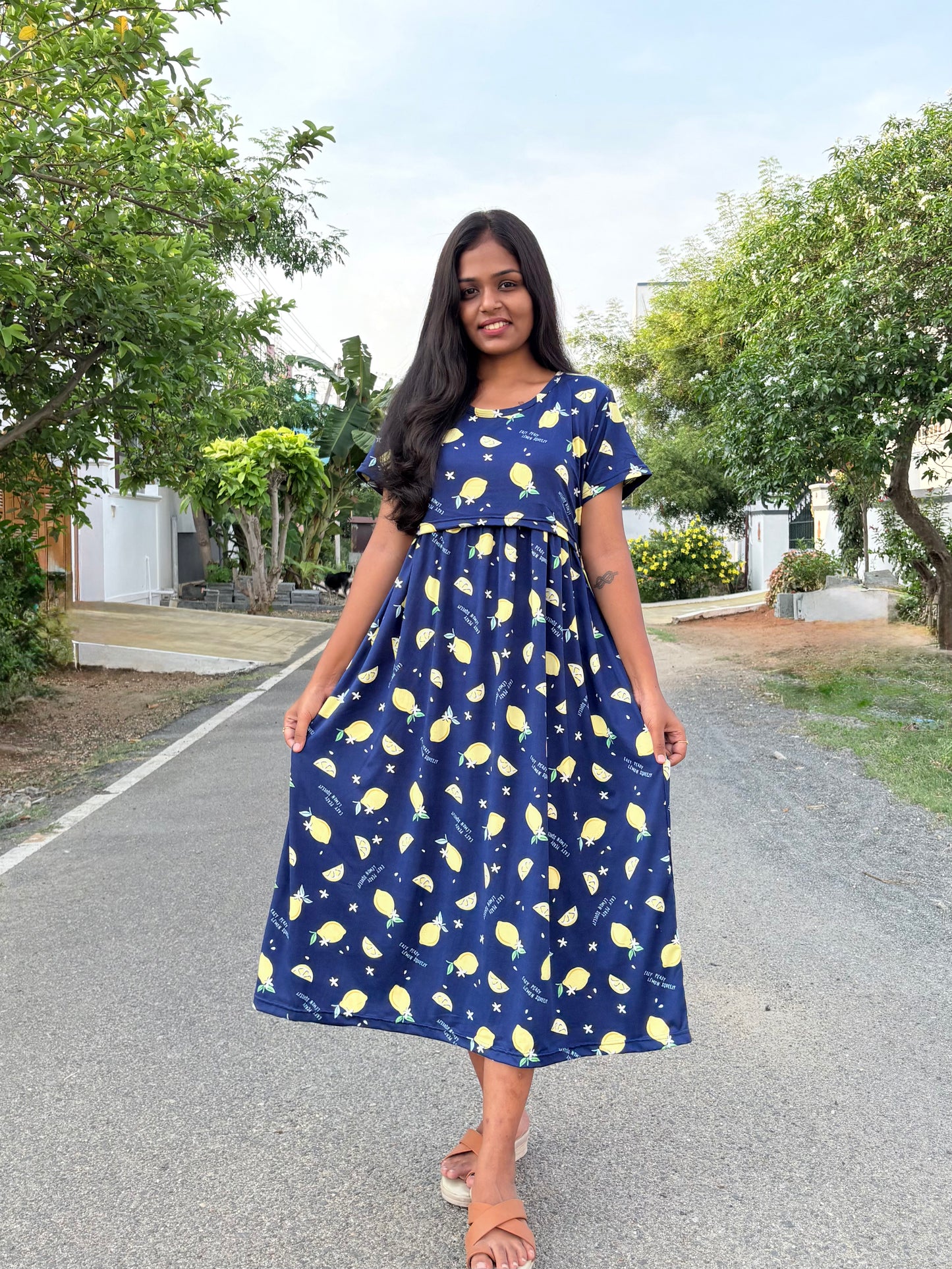 Lemon Whisper Calf Length Maxi