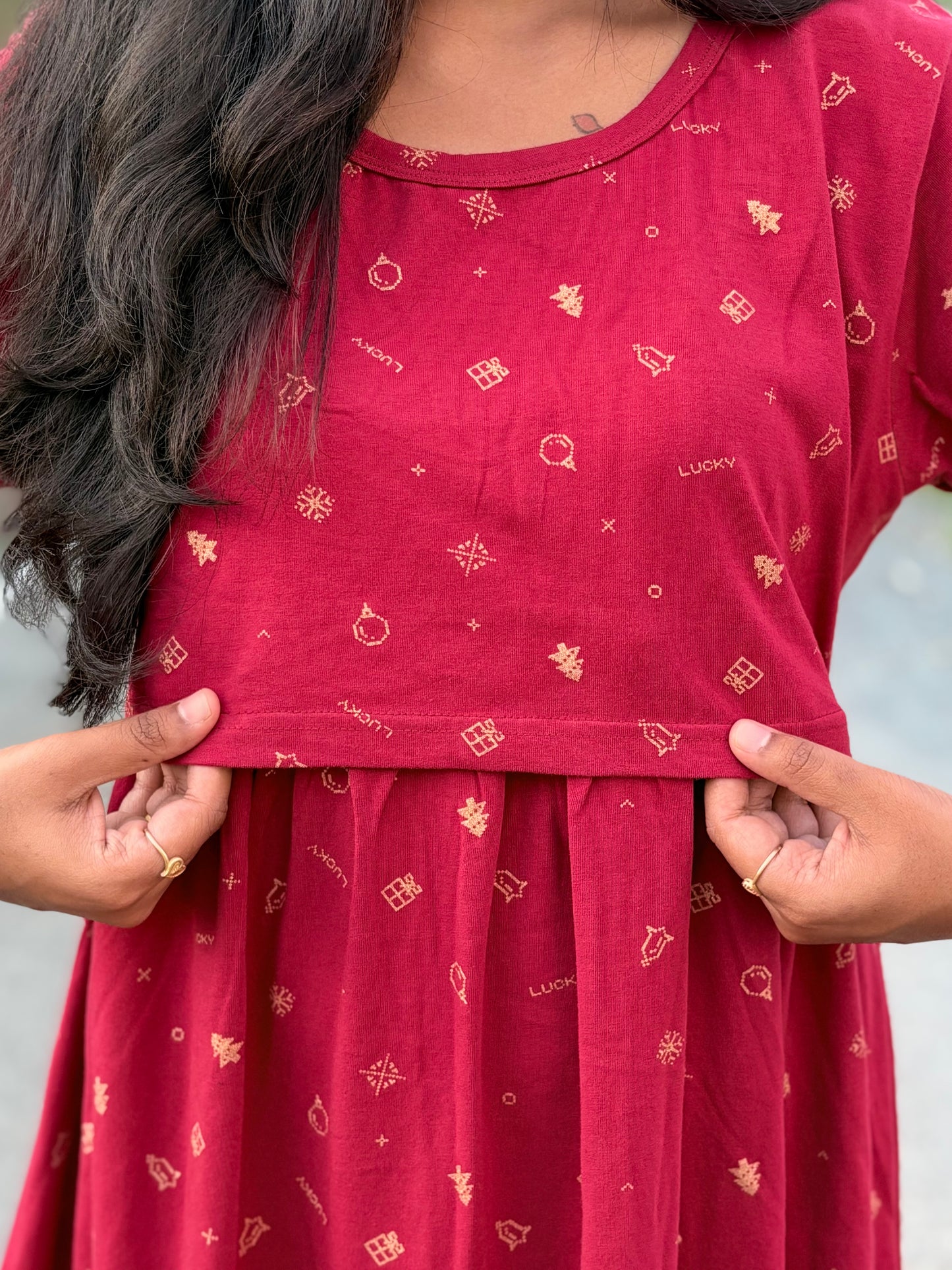 Red Velvet Calf Length Maxi