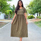 Olive Charm Calf Length Maxi