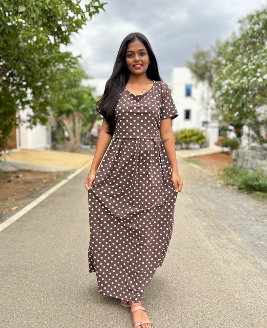 Brown Dots Full Length Maxi