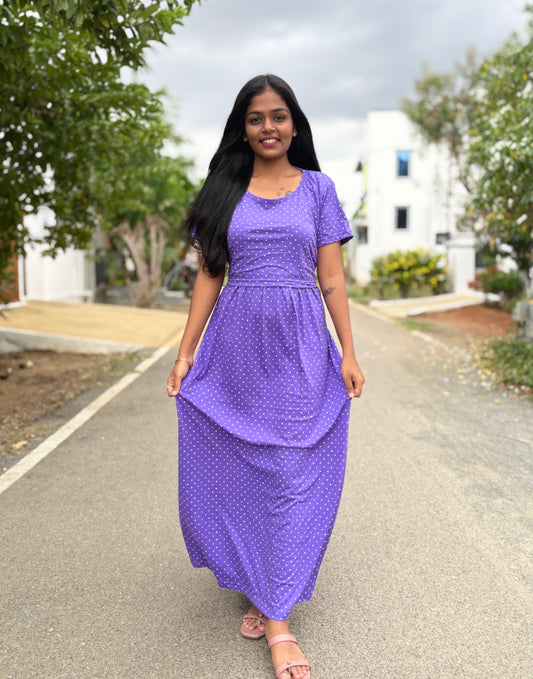 Lavender Dots Full Length Maxi