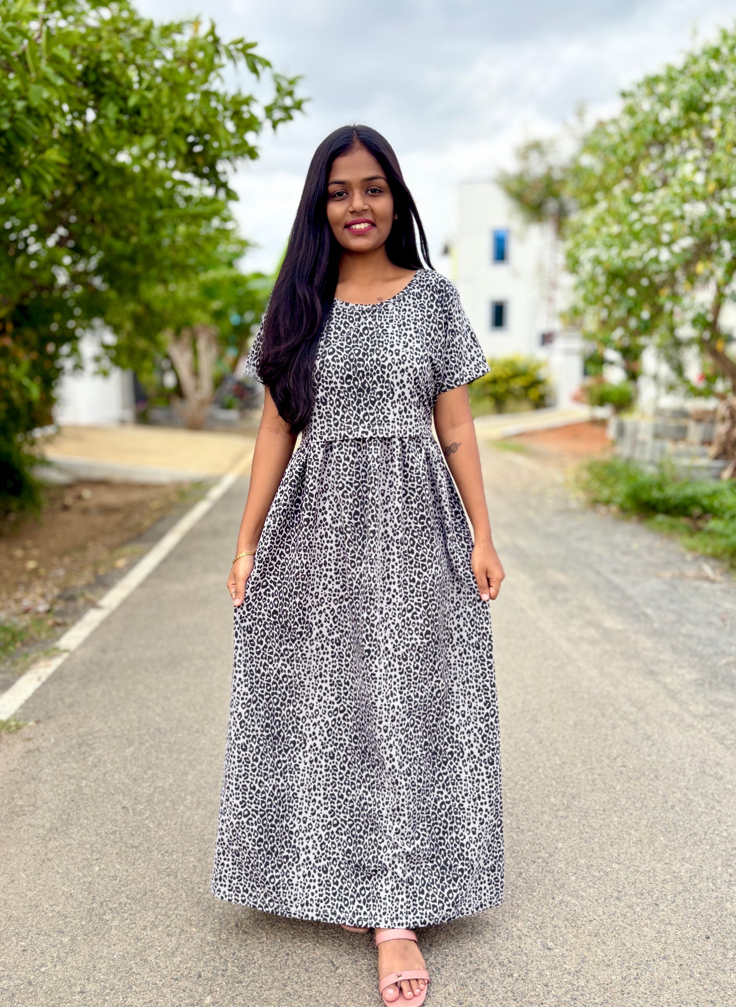 Animal Print - Grey Full Length Maxi