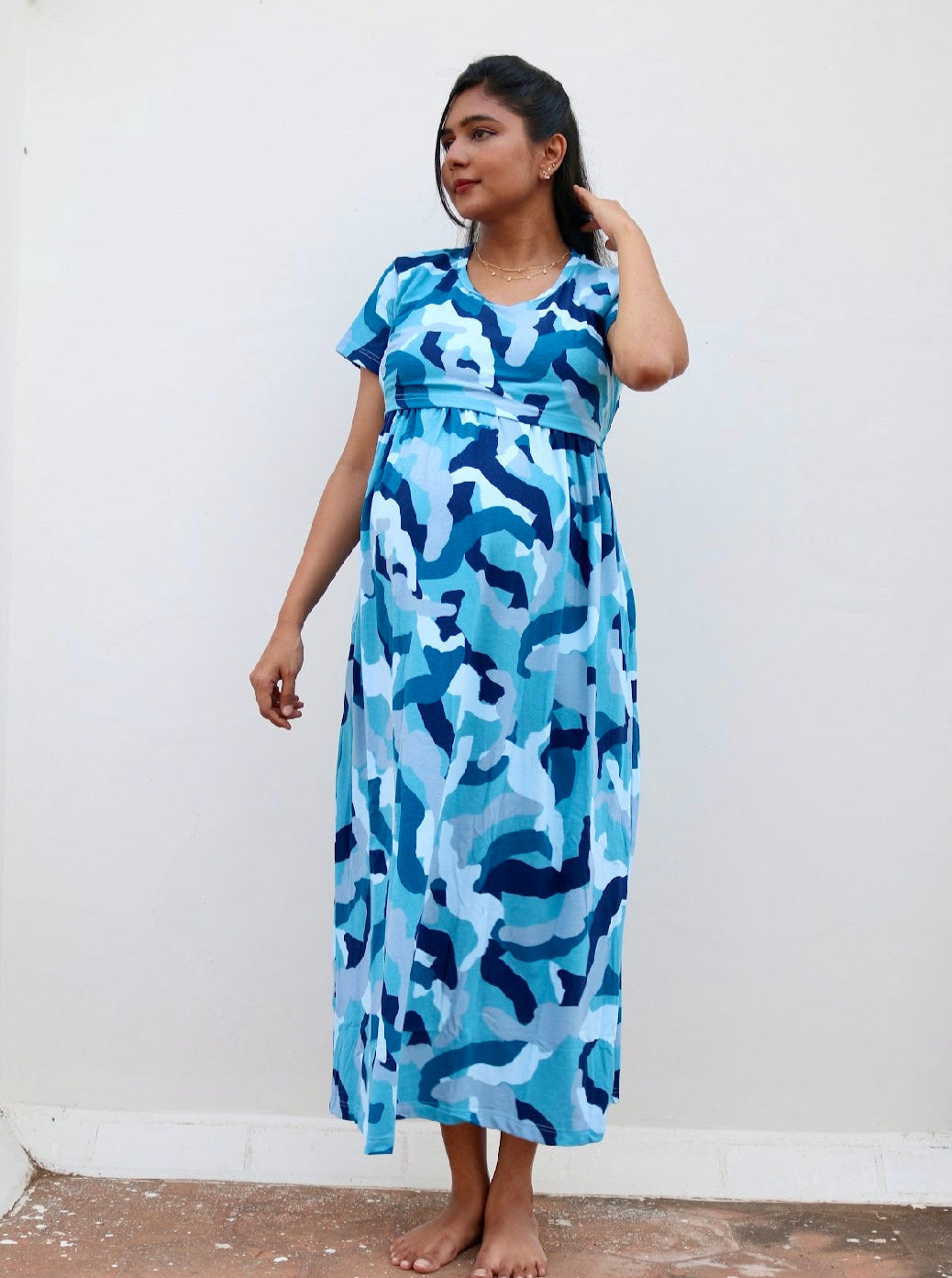 Blue Abstract Full Length Maxi