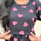 Pink Hearts Calf Length Maxi