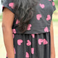 Pink Hearts Calf Length Maxi