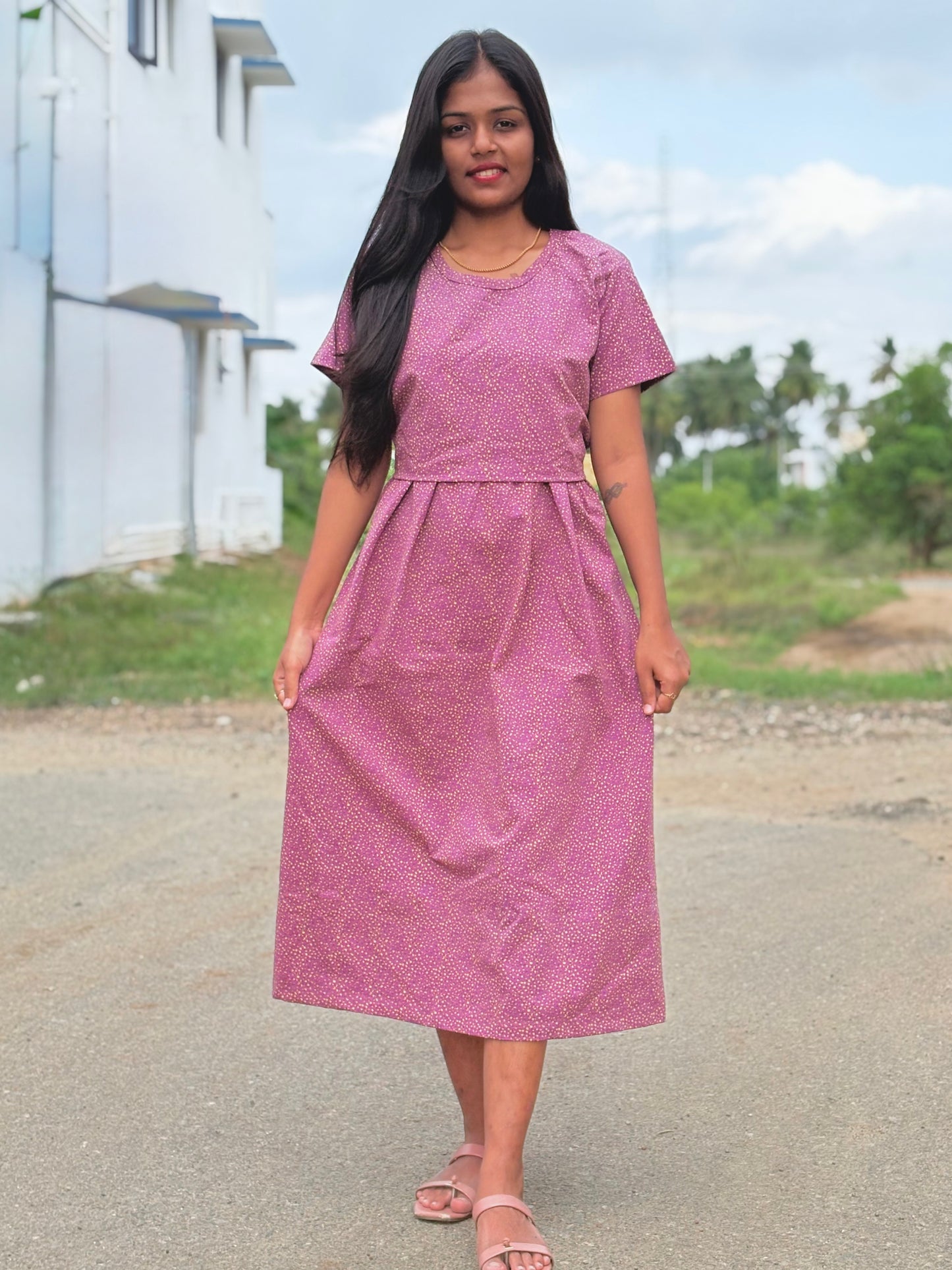 Berry Dots Calf Length Maxi