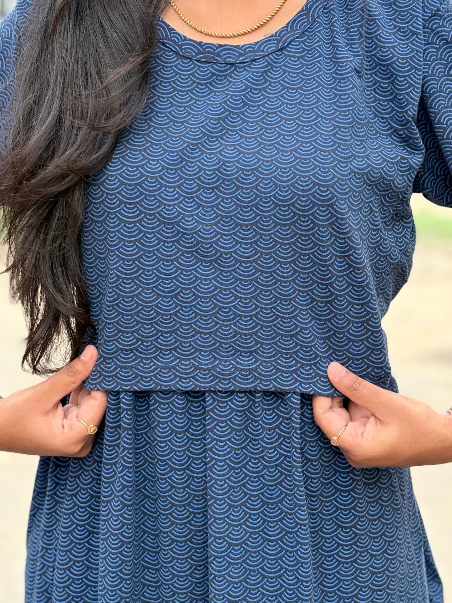 Ocean Ripple Calf Length Maxi