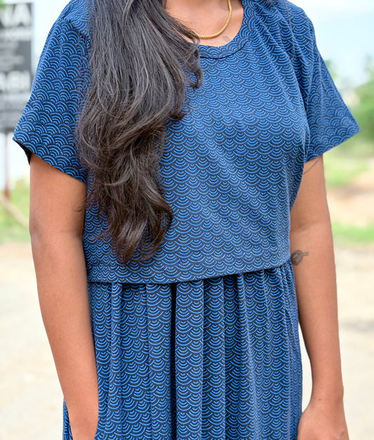 Ocean Ripple Calf Length Maxi