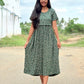 Green Dots Calf Length Maxi