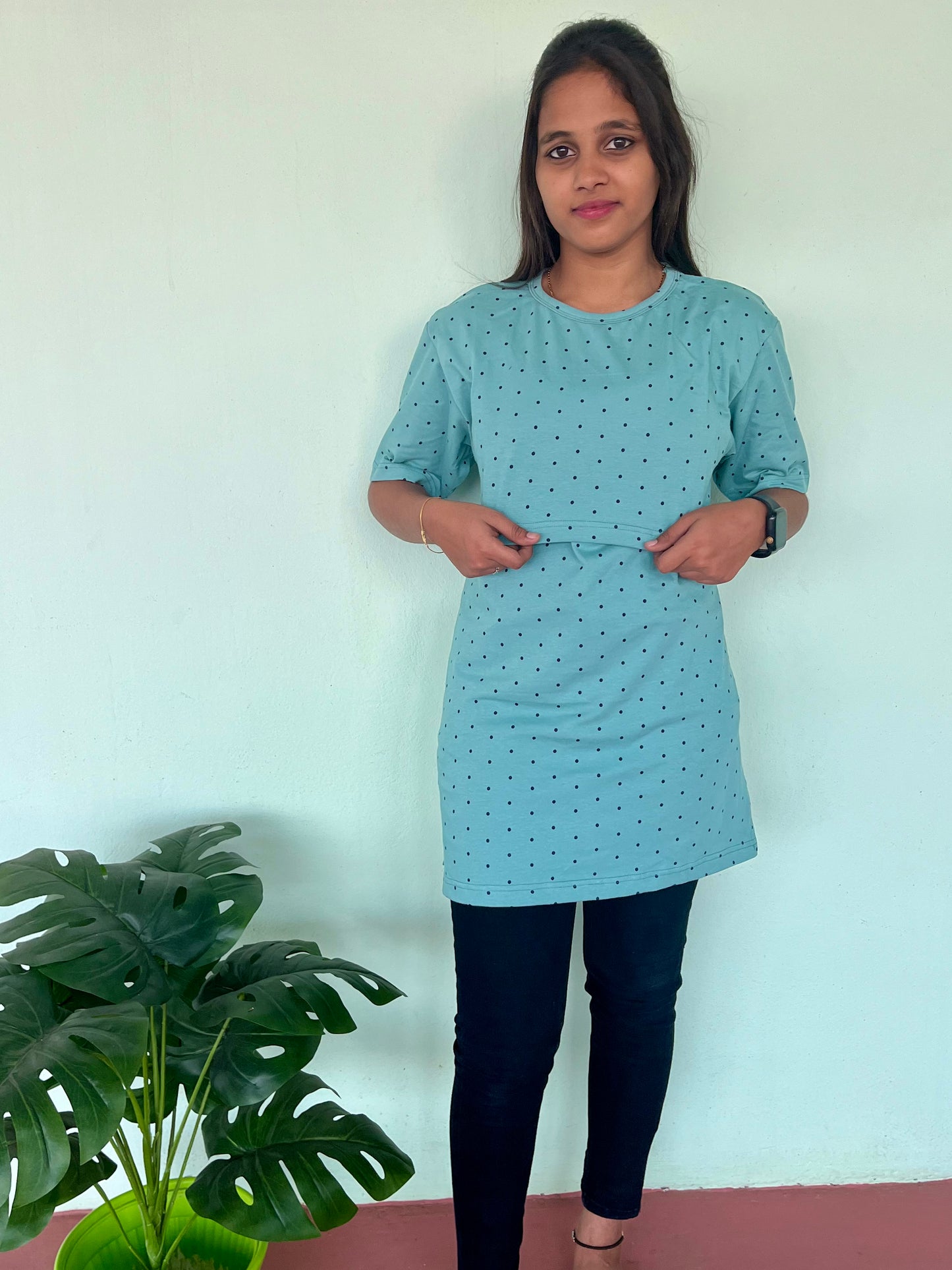 Teal Dots Feeding T-Shirt