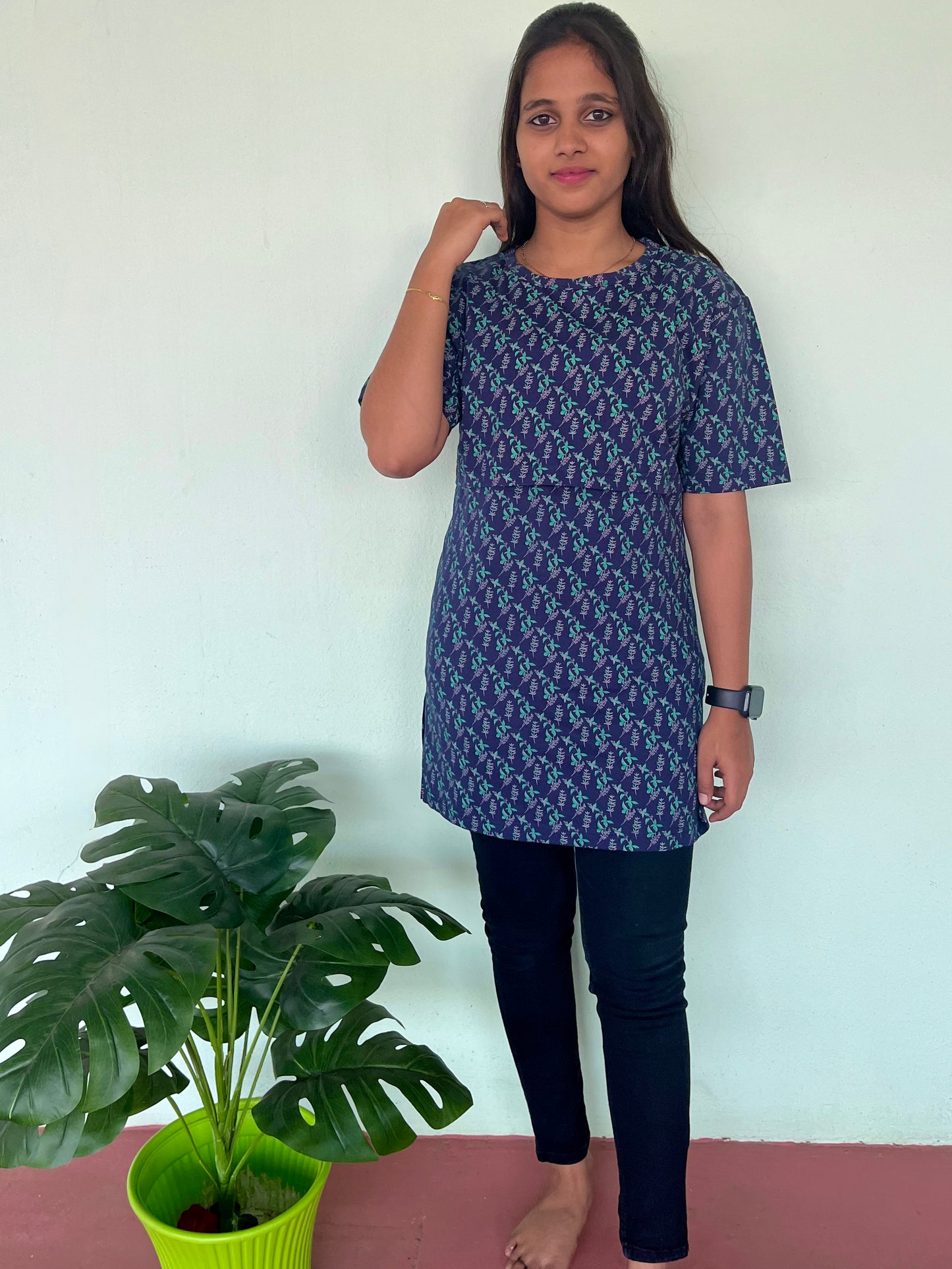 Navy Petal Feeding T-Shirt