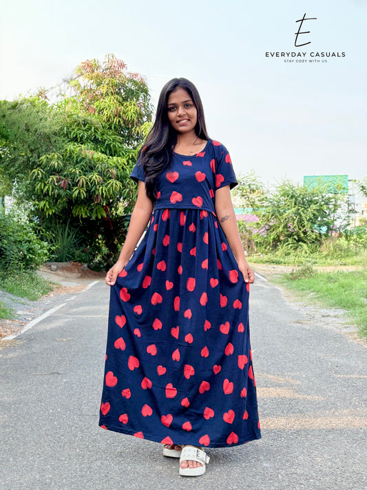 Red Hearts Full Length Maxi