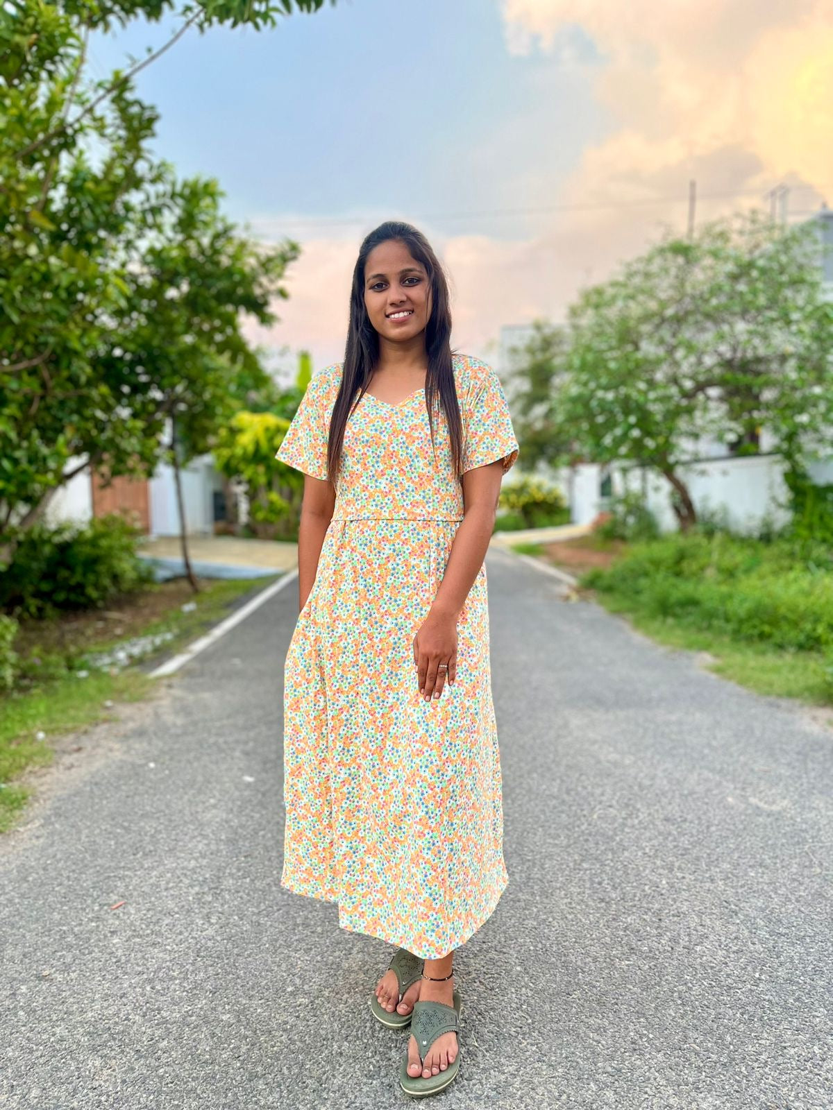 Golden Glow Calf Length Maxi